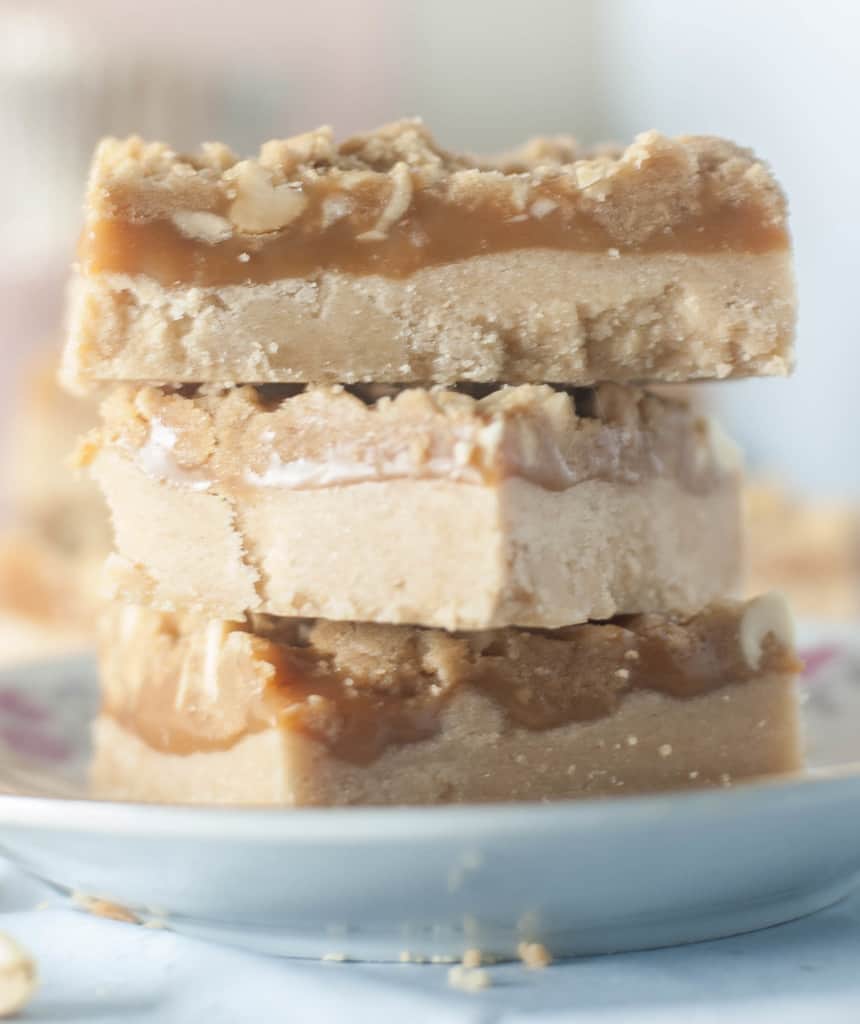 A delicious caramel-stuffed peanut butter bar cookie--it's salty, it's sweet, it's the bar cookie of your dreams!