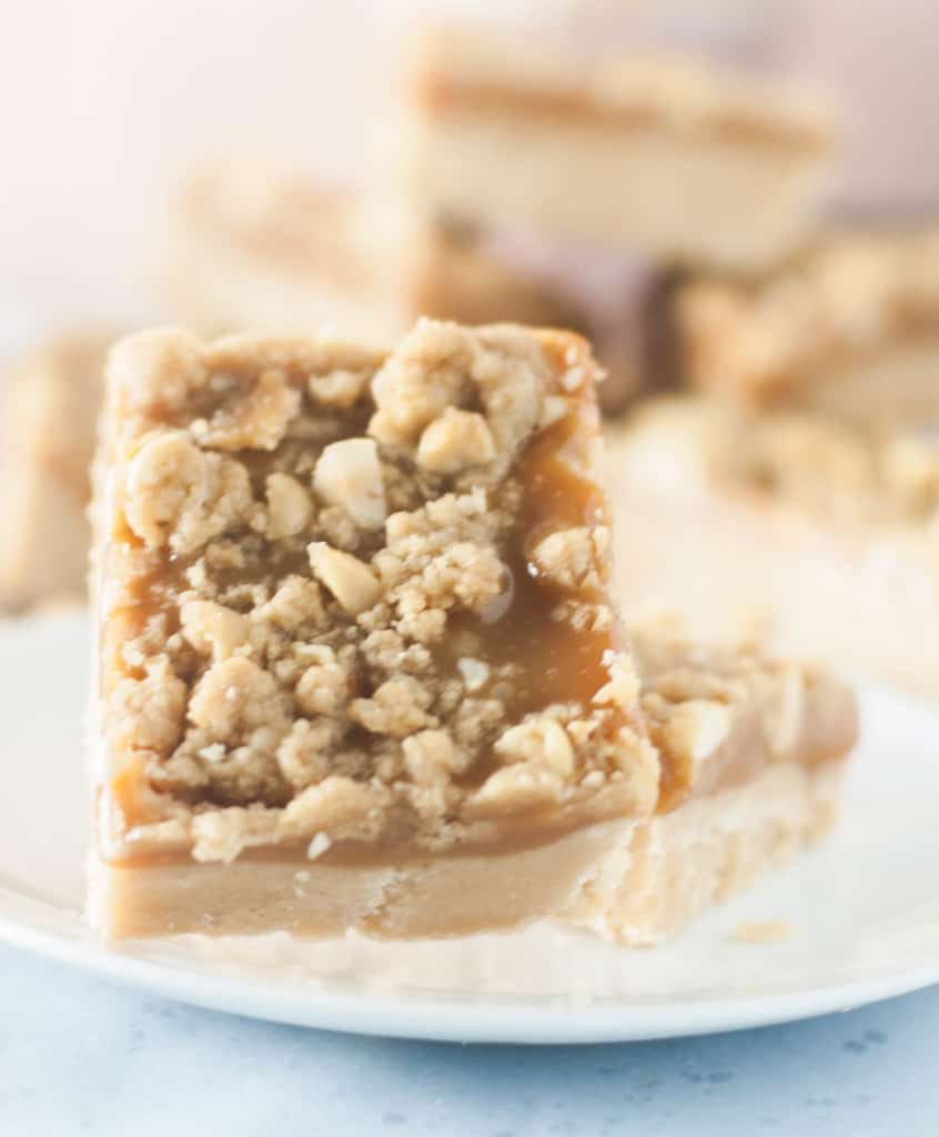 A delicious caramel-stuffed peanut butter bar cookie--it's salty, it's sweet, it's the bar cookie of your dreams!