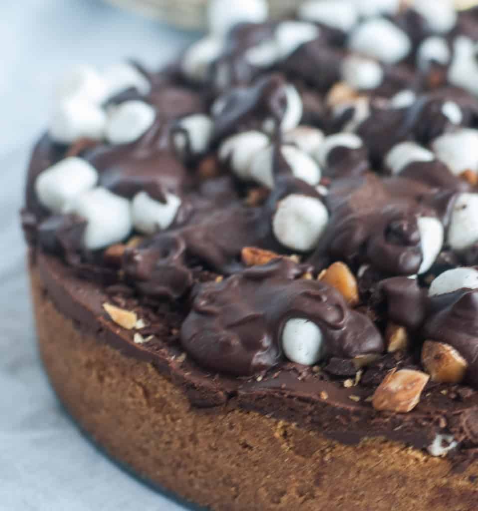 This decadent rocky road tart is packed with chocolate, marshmallows, and almonds. It's a perfect special occasion dessert, but easy enough for every day.