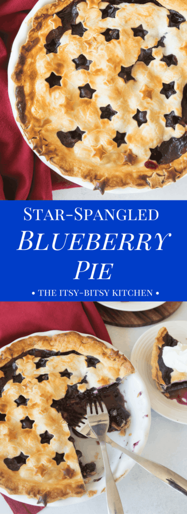 Pinterest image for star-spangled blueberry pie with text overlay