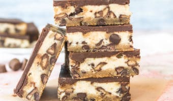 These shortcut peanut butter cup cheesecake bars are a quick and easy dessert, but they're still delicious as can be!
