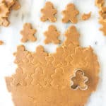 Homemade gluten-free peanut butter dog treats are a fun homemade cookie your fur babies will love. Cut them in the shape of gingerbread men for a fun Christmas gift! recipe via itsybitsykitchen.com #Christmas #dogtreats #homemade