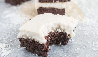 Paleo coconut cream brownies are gluten-free, refined sugar-free, and flour-free but they’re still 100% decadent and delicious. You’ll never miss the sugar! #paleo #paleodessert #glutenfree #sugarfree #brownies