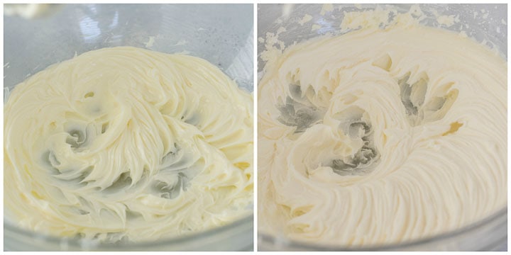 the first two steps in making caramel buttercream