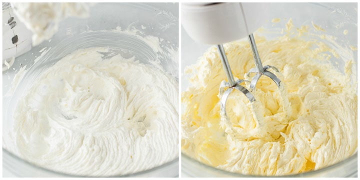 second and third step for making caramel cupcakes