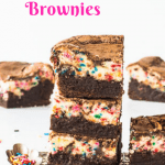 Pinterest image for birthday cake brownies