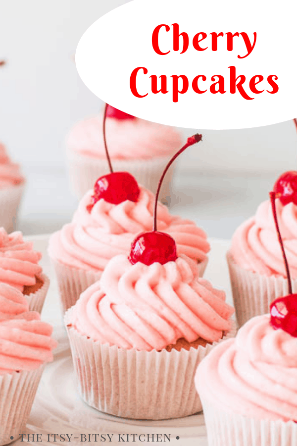 pin image for cherry cupcakes with text