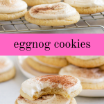 pinterest image for eggnog cookies with text overlay