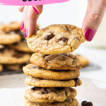pin image for chocolate chip toffee cookies with text overlay